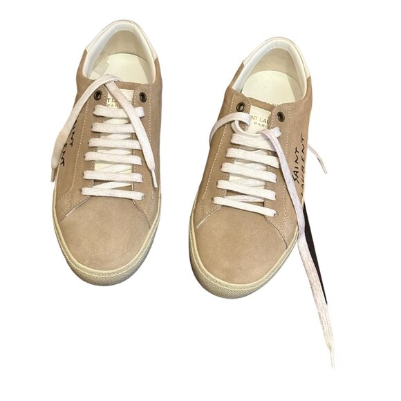 Saint Laurent Authenticated Suede Sneakers, Tan, Size 39.5 EU, 9.5 US - Picture 3 of 14